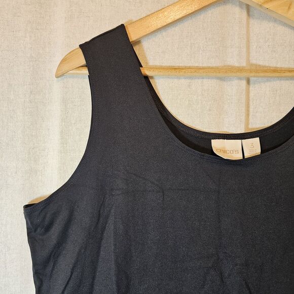 Chicos Tank Top Size 3 US XL Black Microfiber Contemporary Stretch Minimalism - Picture 3 of 7